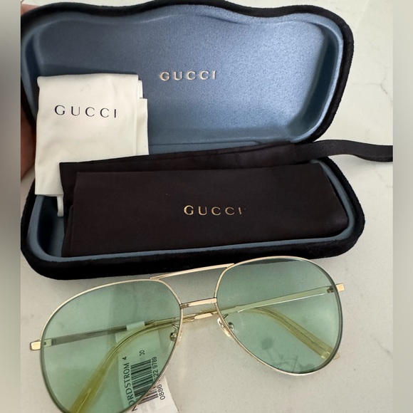 Designer Gucci 59mm Metal Aviator Sunglasses BNWT - Picture 1 of 5